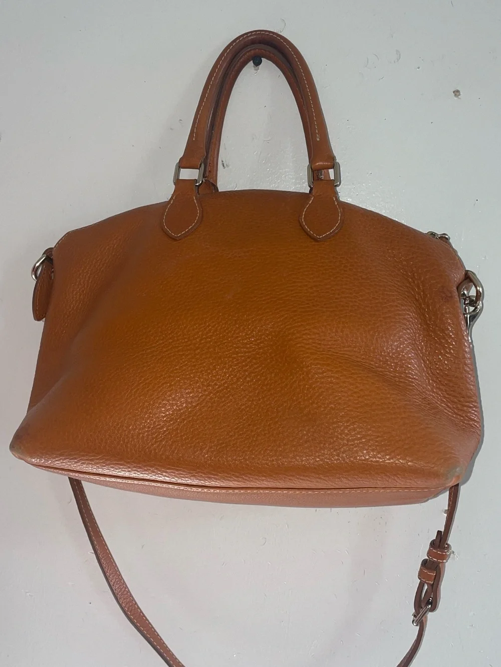 Dooney & Bourke Chestnut Pebbled Leather Dillen Convertible Satchel Bag
